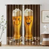 2pcs, Curtain Popular 2D print Humorous Beer Glass Versatile Polyester (without rod) Art Deco Festive Perfect for Living Room, 2
