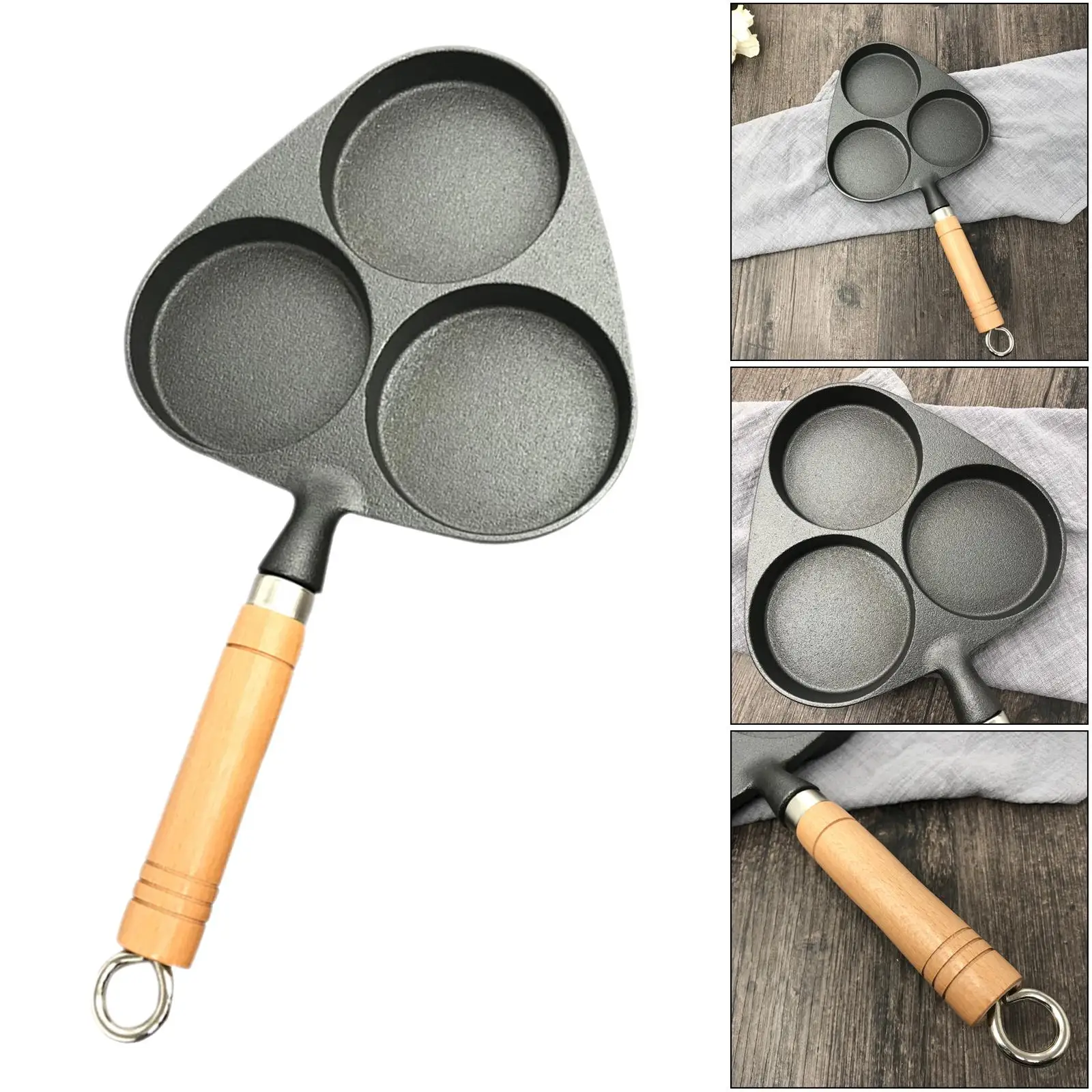 Non-Stick 3 Cup Egg Frying Pan Cast Iron Omelet Pot Steak Fry Cookware