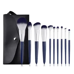 Luxurious Pink Makeup Kit: Complete Brush Set with Beauty Blender - Perfect Gift (Blue with bag)