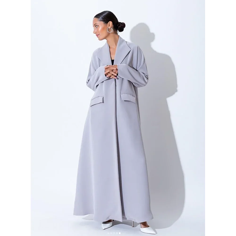 Blazer Women Solid Color Long Single Buckle Lapel Formal Prom Made Saudi Arabia Dress