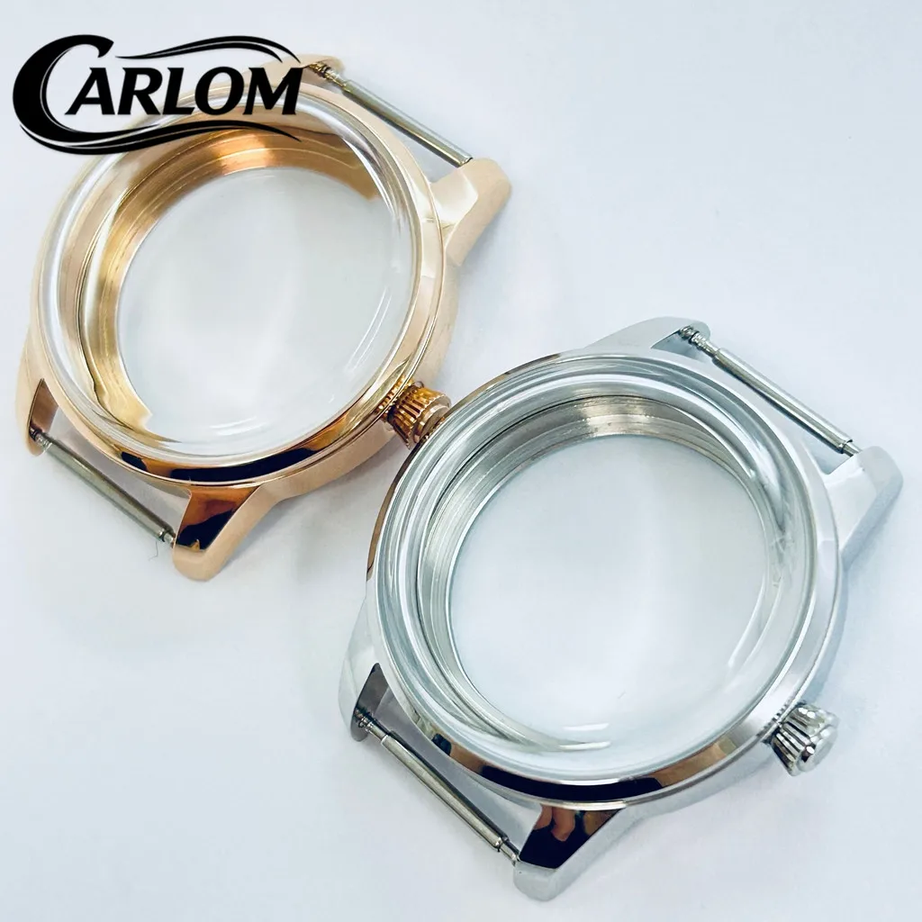 Elegant 33mm Cocktail Arch Watch Case - Polished Silver & Rose Gold Finish