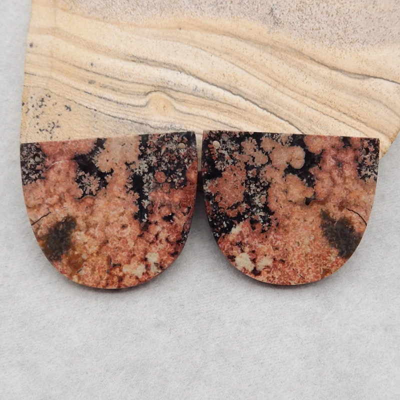 2024 Trending Semiprecious Stones Jewelry Natural Snow Flake Obsidian Double Holes Earrings Accessories For Women 35x30x3mm 13g
