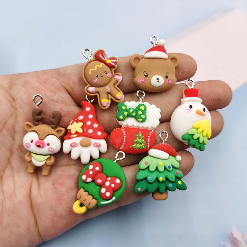 23x28MM Christmas Gingerbread Man Kawaii Lampwork Beads Pendant Charms for  Earring Bracelet Necklace Diy Jewelry Making Supplies