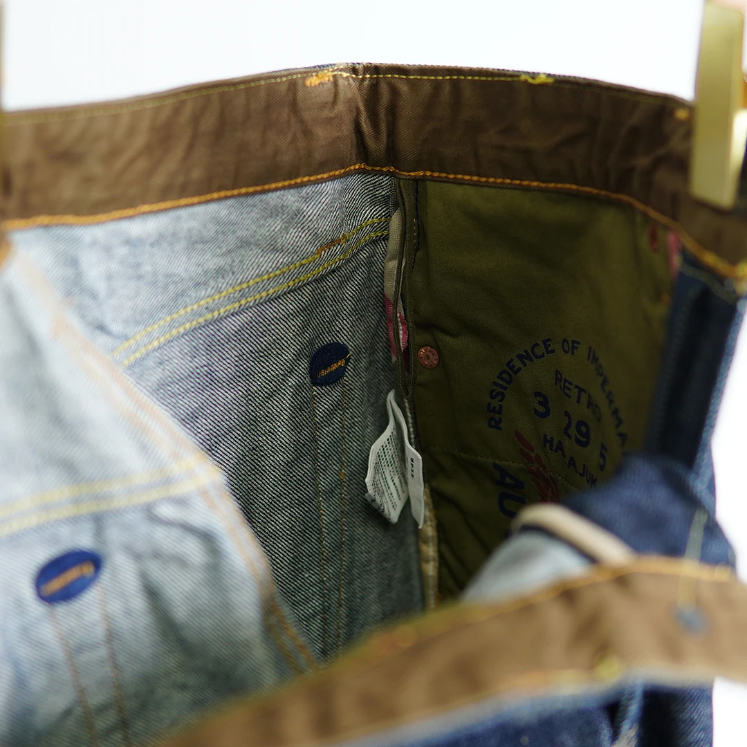 Oversized 18 oz Raw Blue Denim Jeans for Men Red Selvedge Heavyweight Washed Pants American Casual Loose Straight Trousers 4