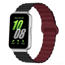 Magnetic Silicone Sport Strap - Adjustable Wristband for Samsung Galaxy Fit 3 (Black red)