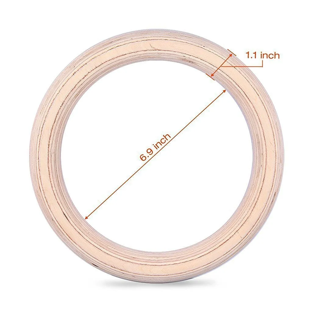 1pair/lot wood wooden 1.1" Portable Gymnastics Rings home fitness Gym crossfit strength training