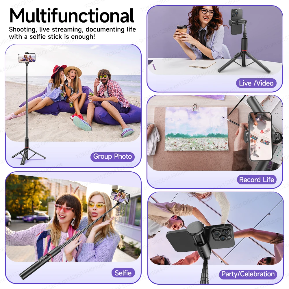 52.8inch Selfie Stick Tripod TOKQI Extendable With Bluetooth Aluminum Alloy Brackets For Smartphones iPhone Android Cellphones phone tripod,selfie stick