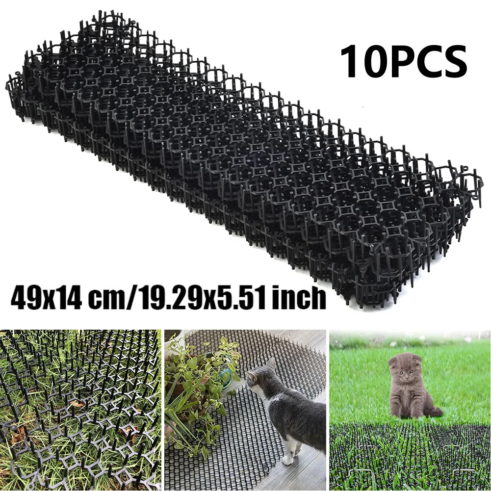 

10Pcs 19.29x5.51inch Cat Scat Mats Spike Anti-Cat Pest Deterrent Garden Repellent Animal Scarer Stop Cats Dogs Pets Supply