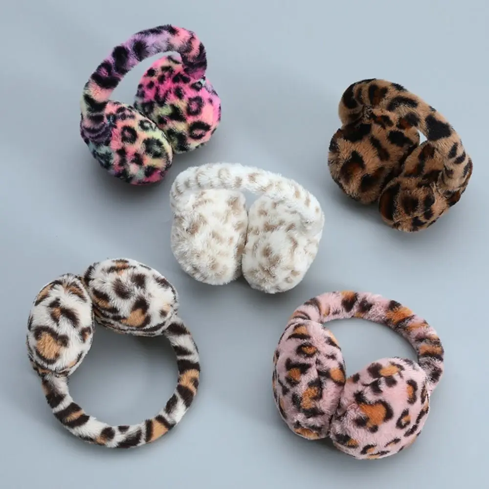 Plush Ear Warmer Winter Soft Ear Cover Outdoor Foldable Earmuffs Women Men Earflap Fashion Leopard Print Ear-Muffs 4 Colors warm earmuffs,fur earmuffs