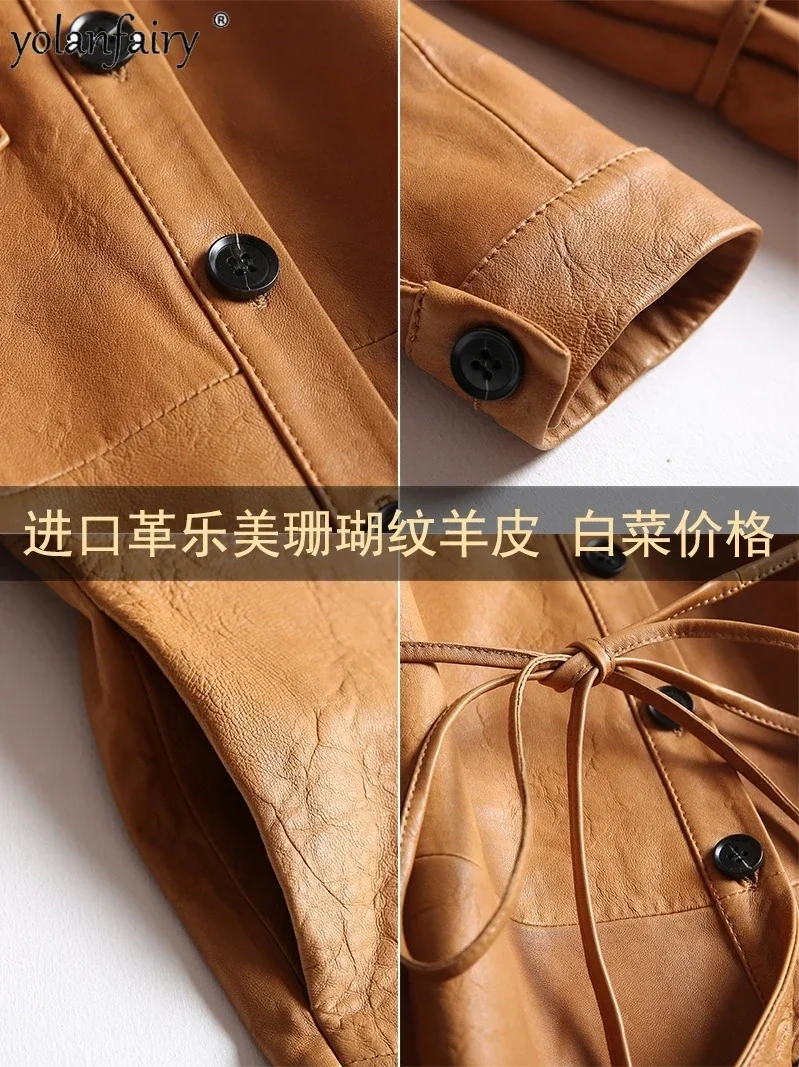 Real Leather Jacket Women Clothing Sheepskin Fashion Trench Coat Ladies Midium Casual Windbreaker Female Leather Jacket FCY1926