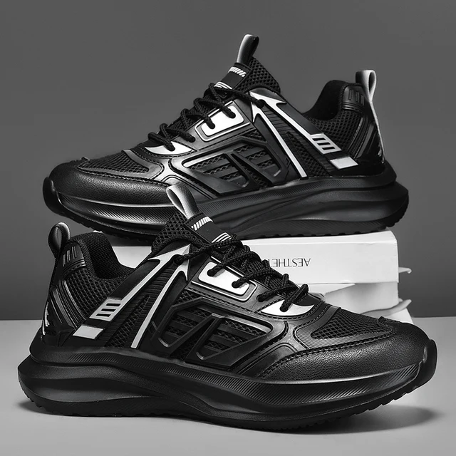 Men's Fashionable Casual Sports Running Shoes, Upper Breathable Mesh Fabric, Non-Slip Pu Soles, Low-Cut Laces, Suitable for Leisure, Running and Outdoor Activities, Suitable for All Seasons