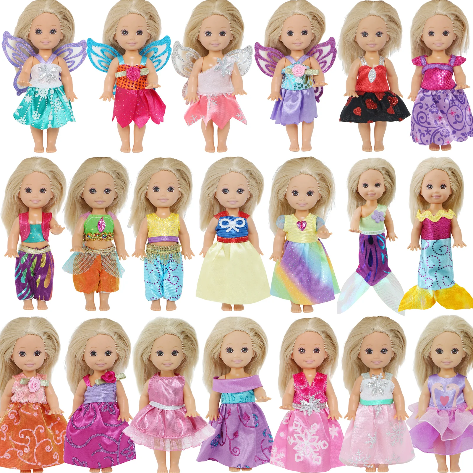 Lot 8 figurines - mini poupée - Barbie -Mattel - 9 cm.