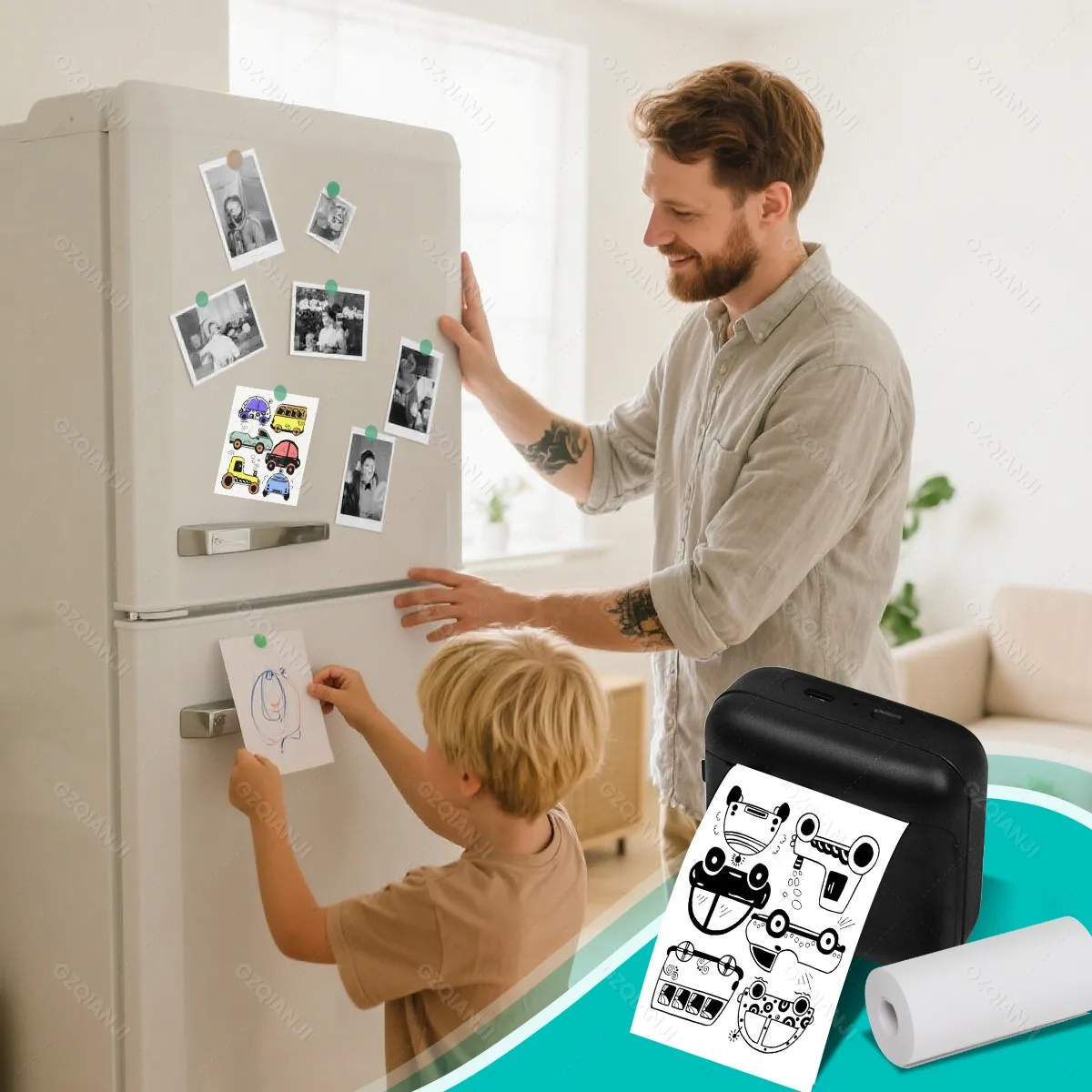 Portable Mini Thermal Printers Wireless Bluetooth Inkless Sticker Maker Printer Tag Price Machine for Office School Kitchen