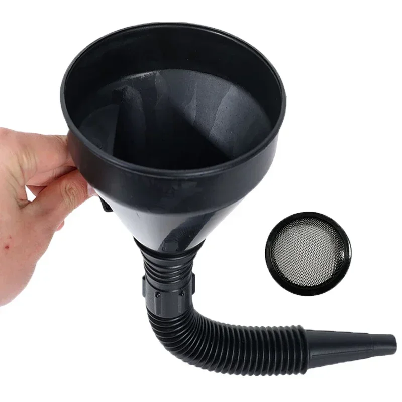 Universal Fuel Funnel with Filter - Extension Hose for Car Motorcycle Truck Oil/Gasoline Refilling, Anti-Spill Design Tool Kit