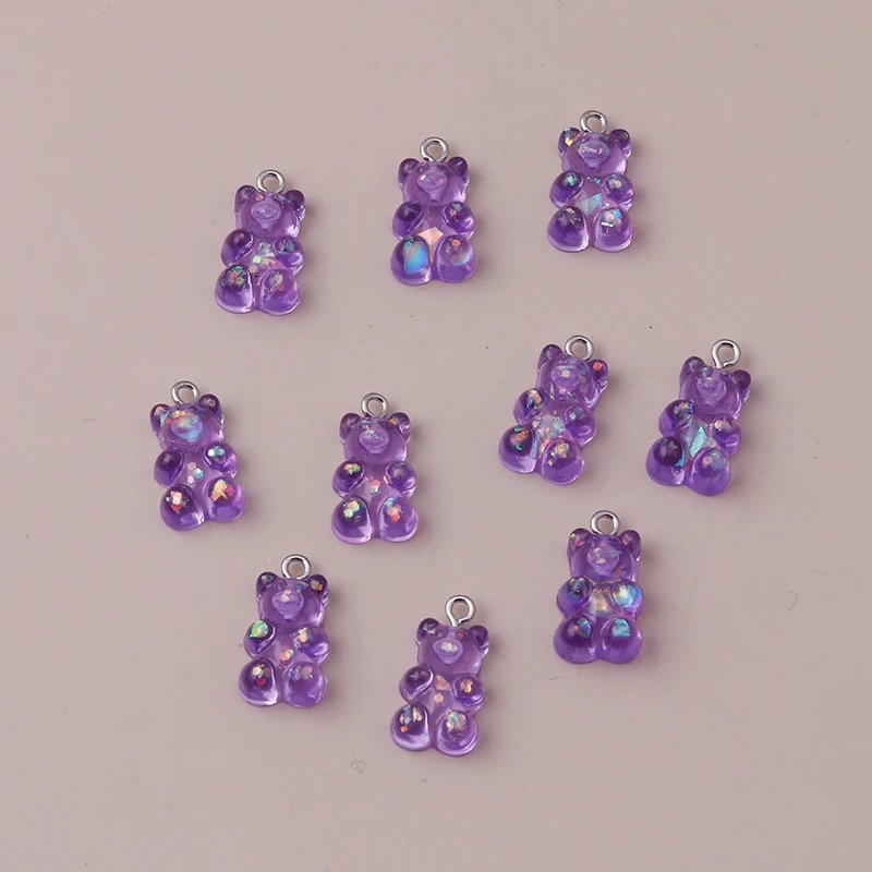 20 Stück 11 x 22 mm Cartoon-Anhänger aus buntem Harz mit Gummibärchen-Motiv für die Schmuckherstellung, Halsketten, Ohrringe, DIY-Bastelzubehör – Detail 4