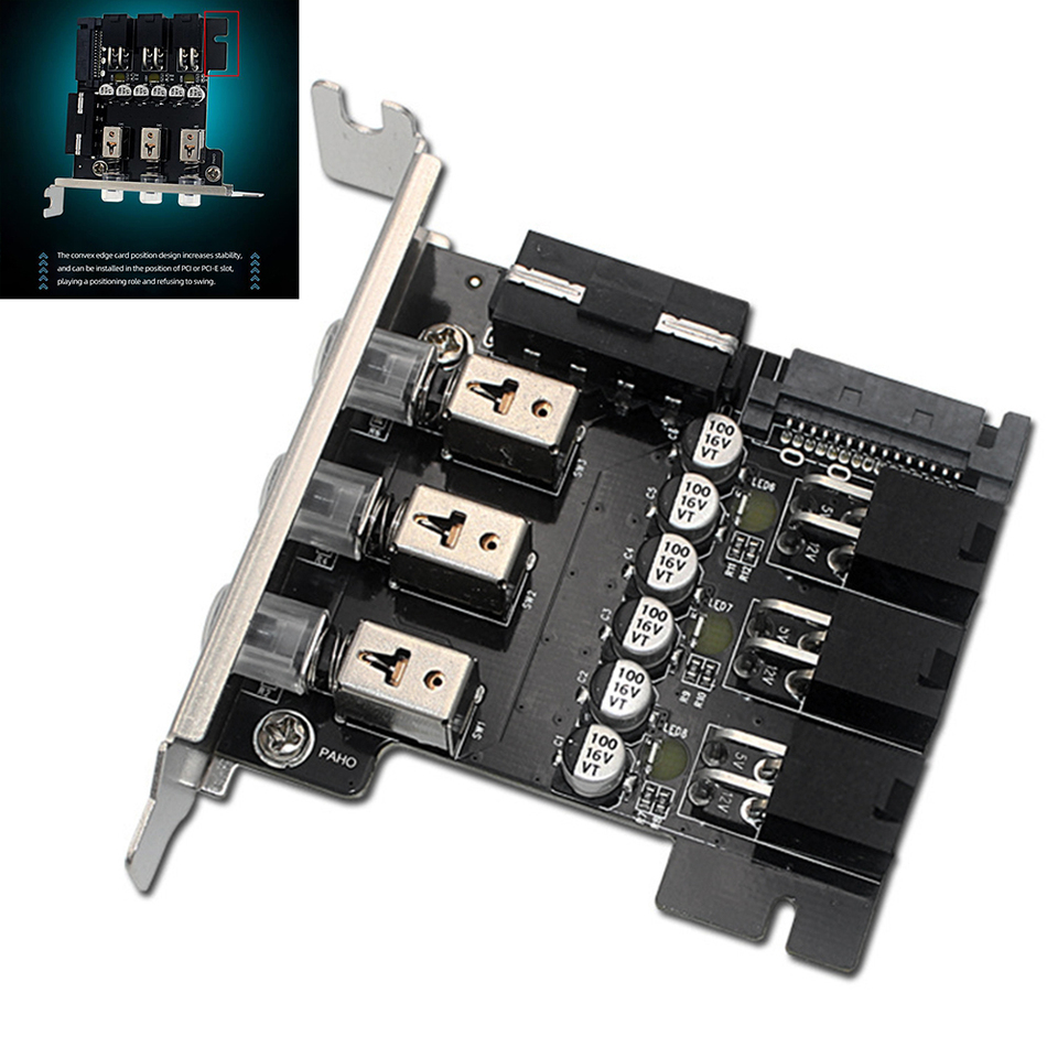 HDD SSD Power Switch Controlle​r 4Pin SATA Hard Disk Management System LED Backlit Numbered Hard Drive PCI Expansion Card PCIE