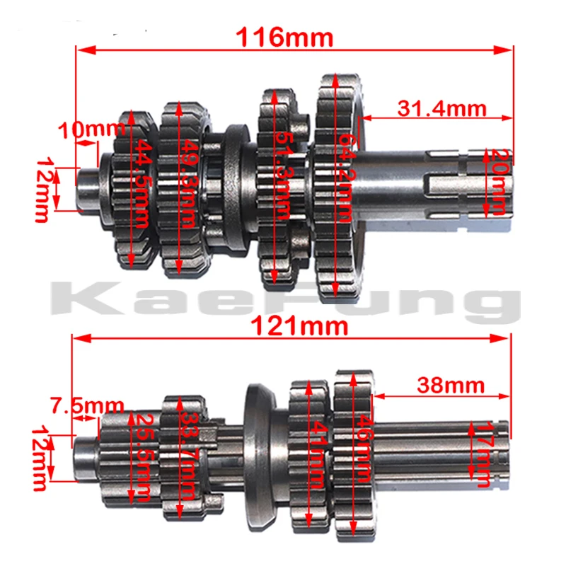 Motor Fourth Gear Main Countershaft Transmission Box Counter Shaft Fit Lifan 125cc Electric Foot Start Engines ZB-110 Parts