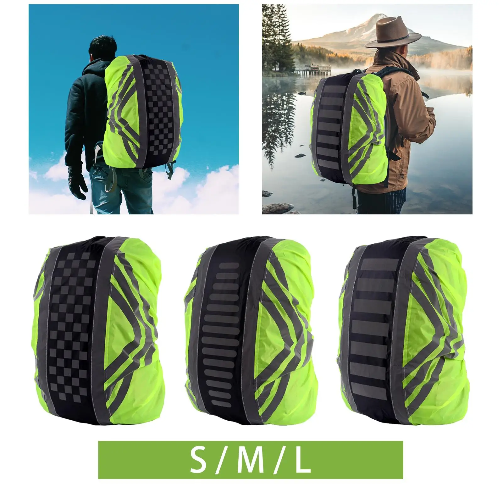 Backpack Rain Cover Waterproof High Visibility with Reflective Strip Rucksack Covers for Camping Traveling Outdoor Activities 4