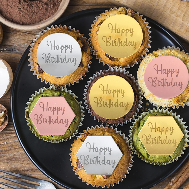 10 Stücke Alles Gute Zum Geburtstag Acryl Cupcake Topper Kinder Geburtstag Party Kuchen Dekoration Dessert Backen Kuchen Topper Party Supplies
