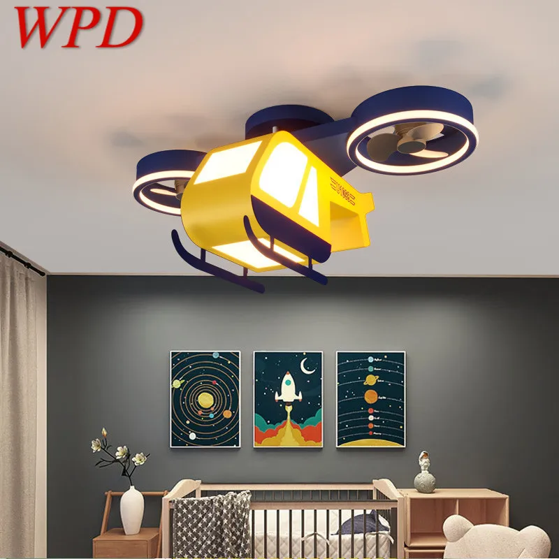 

WPD Children's Ceiling Fan Lights Remote Control 3 Colors Dimmable LED Cartoon Airplane Lamp for Home Kids Room Kindergarten