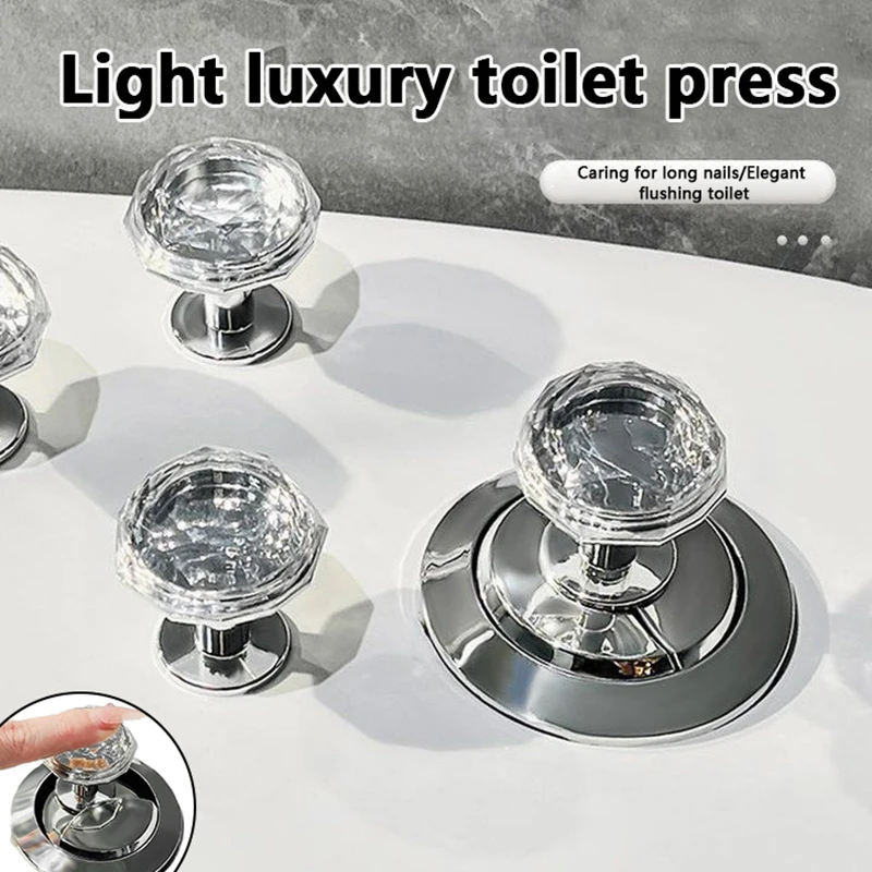 Self-Adhesive Diamond Toilet Press Water Tank Flush Button Bathroom Door Handle Home Decoration push button switch toilet flush button toilet water tank valve toilet tank flush lever flushing plate set