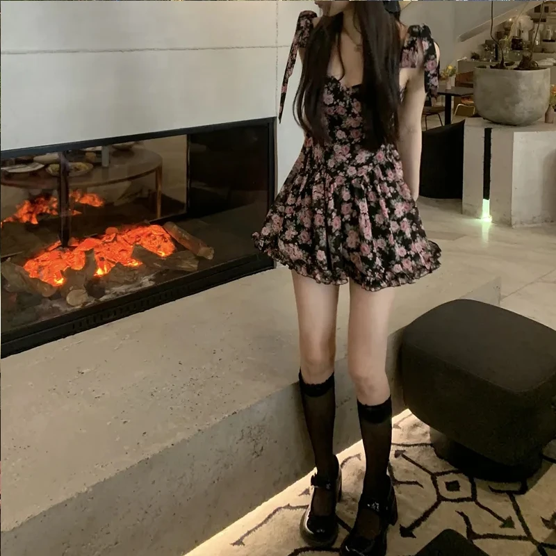Broken Flower Suspender Dresses For Women 2022 Summer Bow Wrap Sundress  Designer Beach Mini Skirt Off Shoulder One Pieces Korea - AliExpress  200000345
