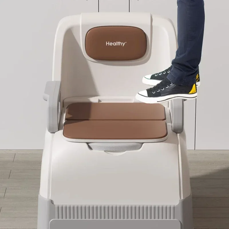 Luxury Portable Toilet Chair, Movable Elderly Commode, Disabled Pregnancy Seat, High-Grade Comfort, with Backrest 4