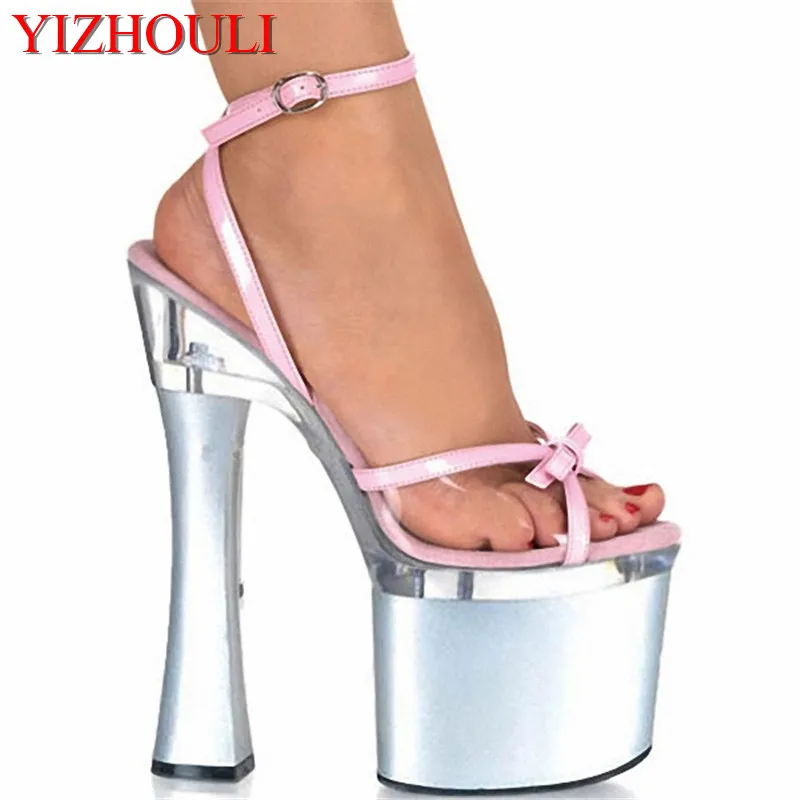 

Shining Silver 18CM Sexy Super High Heel 7 inch Platforms Pole Dance sandals Star Model Shoes sexy Wedding dance shoes