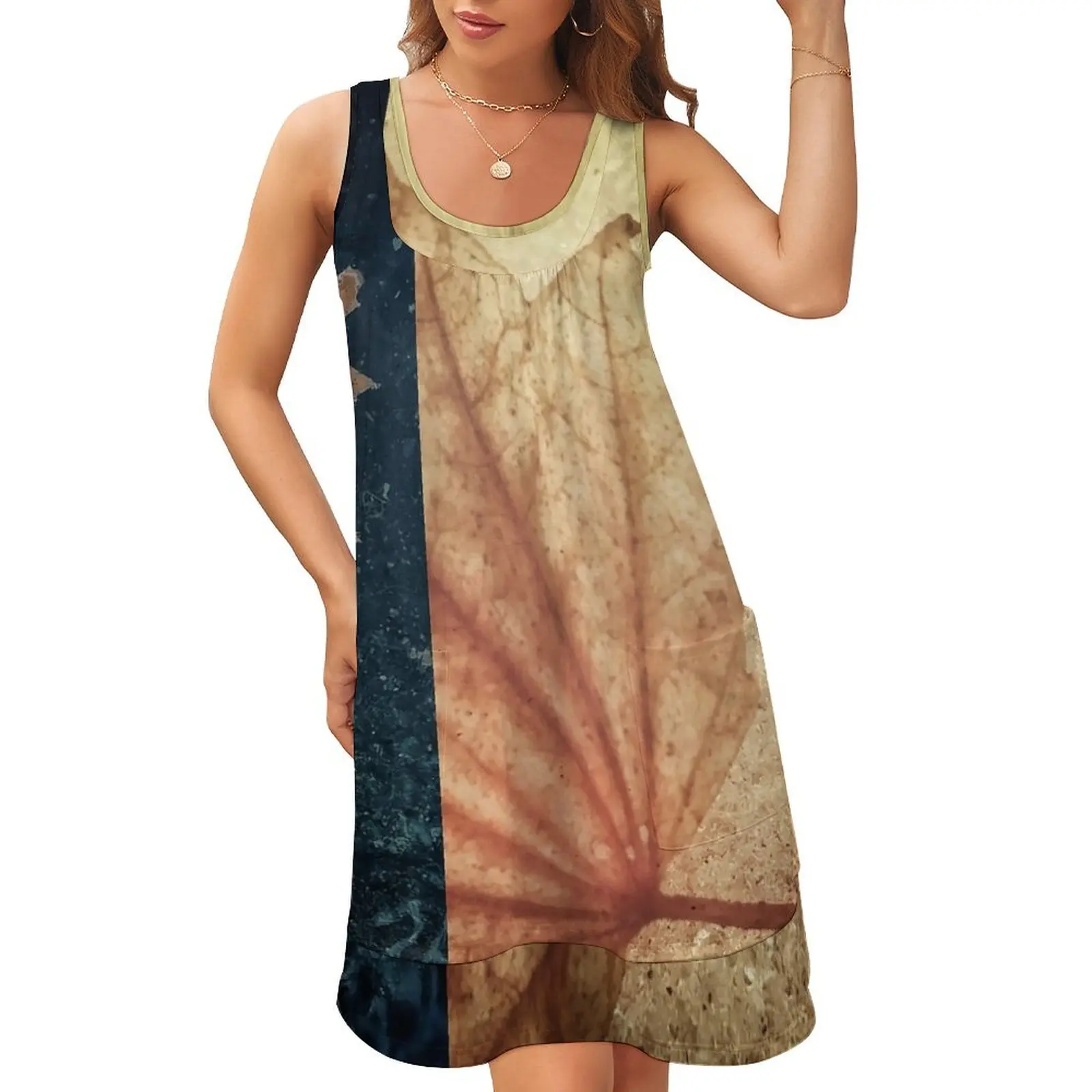 

Winter Sleeveless U-Neck Fake Two Piece Dress Long dress woman women's evening dress 2024 vintage wedding guest 2024