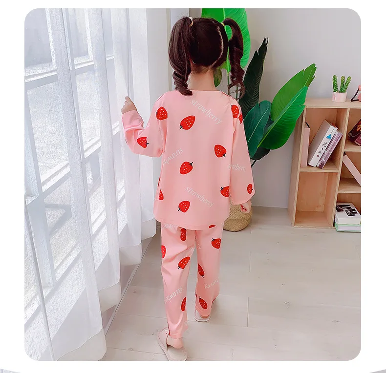 Children's Pajamas Long Sleeved Spring And Summer Baby Homewear Colthes Ice Silk Girls Sleep Wear Clothes 3-15Y Kids Clothes elegant pajama sets