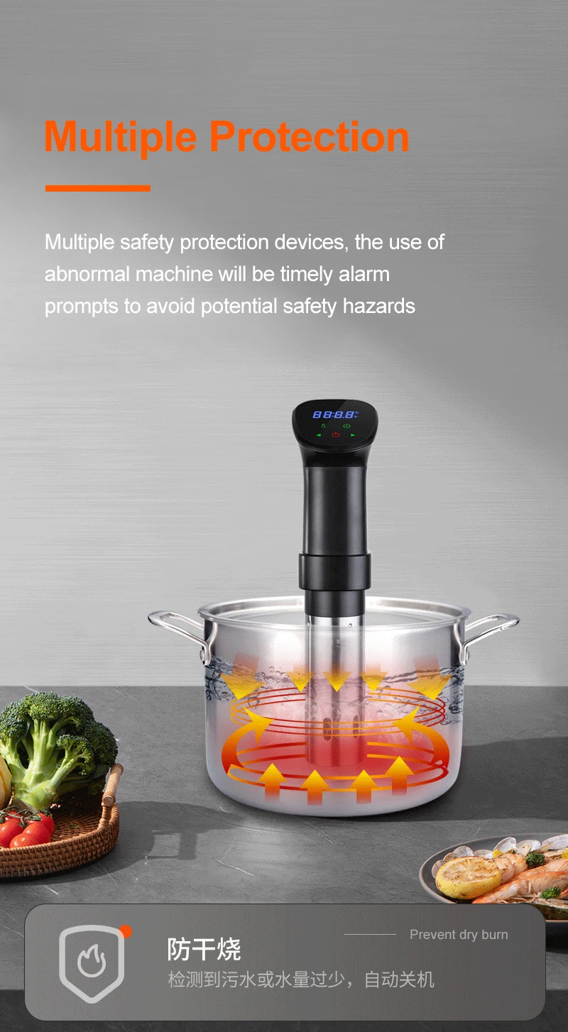 1800W Waterproof Vacuum Sous Vide Cooker Immersion Circulator Accurate Cooking With LED Digital Display Smart Slow Cooker Heater