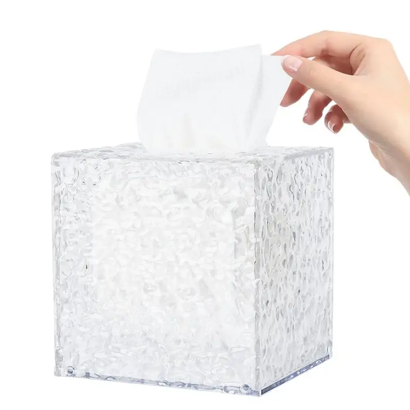 

Wall Mounted Tissue Box Holder Clear Water Ripple Style Tissue Holder Box Transparent Tissue Box For Living Room