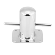  Professional Accessories Polished Boat Cross Bollard Marine Stainless Steel With Base Mooring Bit For Yacht Replacement Post 