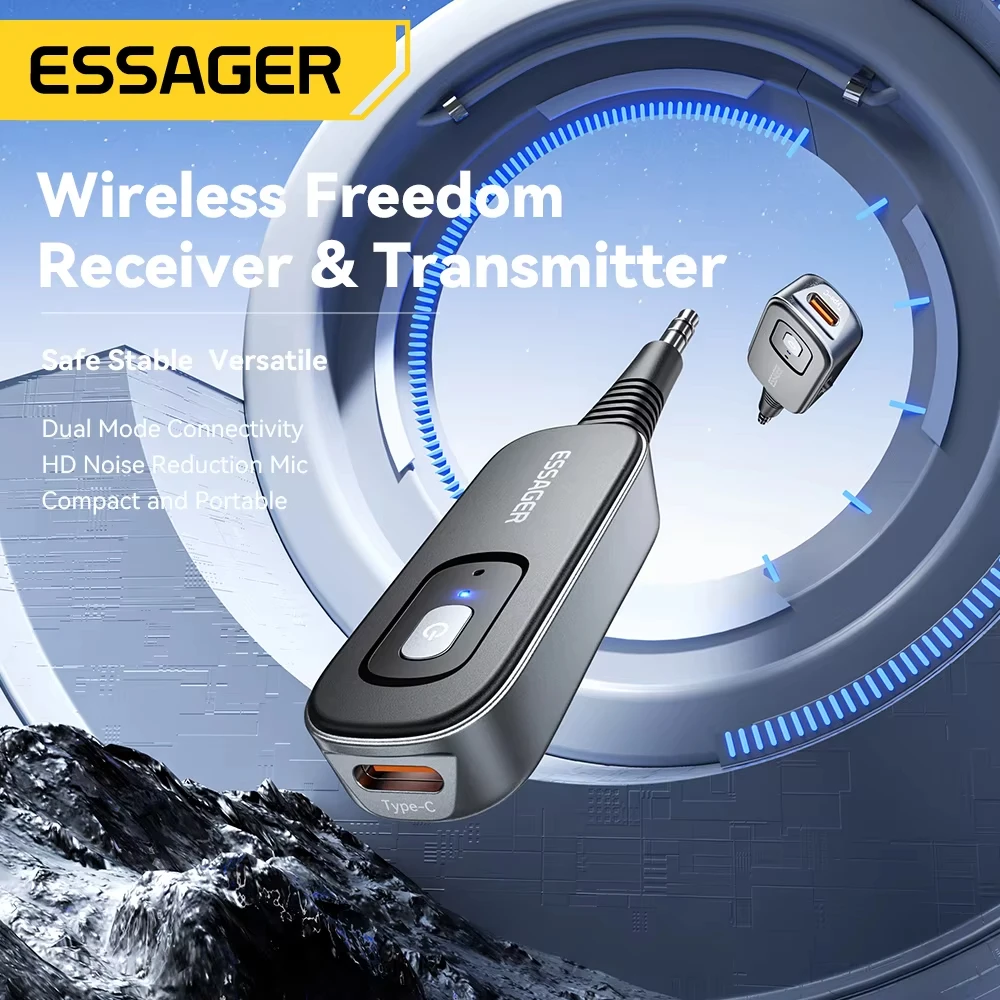 Essager 2-in-1 블루투스 오디오 수신기 송신기 무선 블루투스 5.1 3.5mm AUX 오디오 어댑터 스테레오 이어폰 TV 자동차용