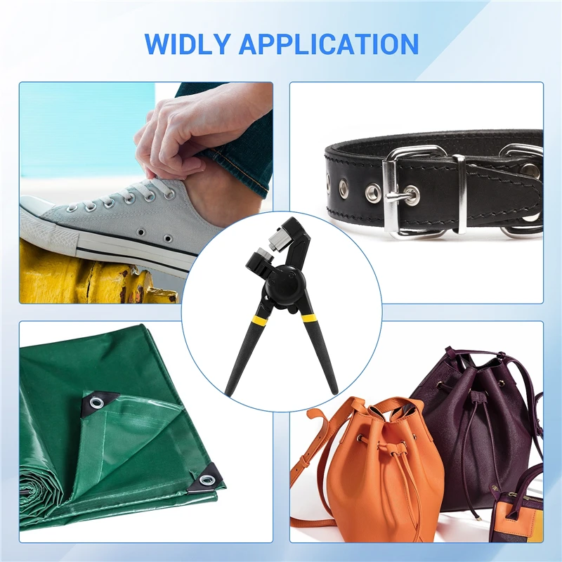 Handheld Hole Punch Pliers Grommet Tool Kit Eyelet Setter 500 Grommets 10/12mm for Belt Craft Rubber Poster Tarp Leather Canvas