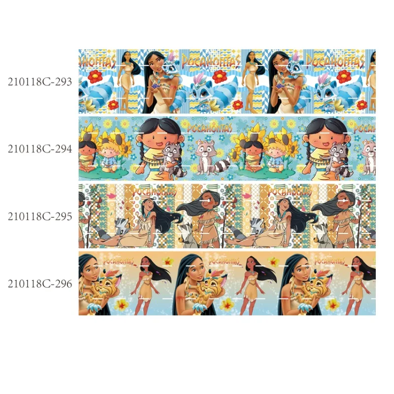 10yards Disney Princess Pocahontas Grosgrain Ribbon 38mm Printed for Hairbow DIY Craft Supplies Handmade Materials