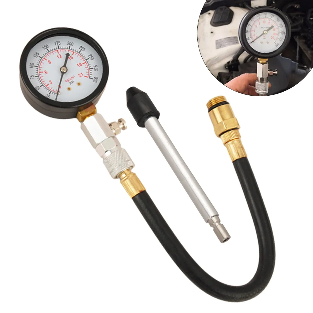 

Engine Compression Tester 3PCS 8PCS Gasoline Engine Cylinder Pressure Gauge 0-300PSI Engine Compression Test Chamber Kit