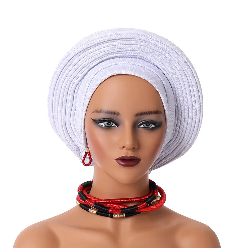 African Headtie Nigerian Aso Oke Headtie Women Hijab Head Wrap Turban Chemo Caps Gele Femme Scarf High Quality for Wedding Party