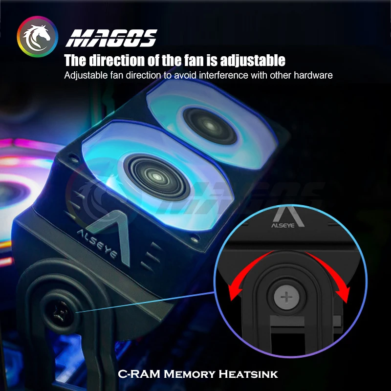 ALSEYE Memory Cooler Cooling Fan DDR2/3/4/5 RAM Radiator Dual 60mm Fan PWM 1200-2000RPM 5V 3pin