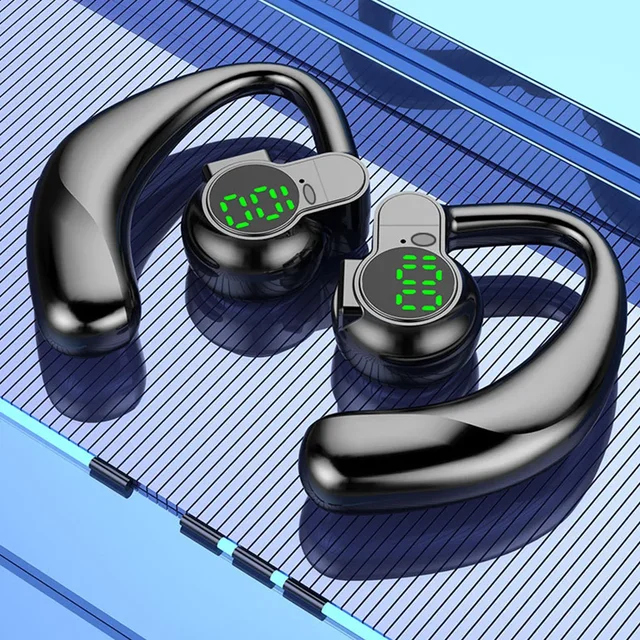 Auricolari Bluetooth 5.4 Ganci per l'orecchio singolo Cuffie sportive con cancellazione del rumore 360 ° Auricolare wireless girevole con microfono 4