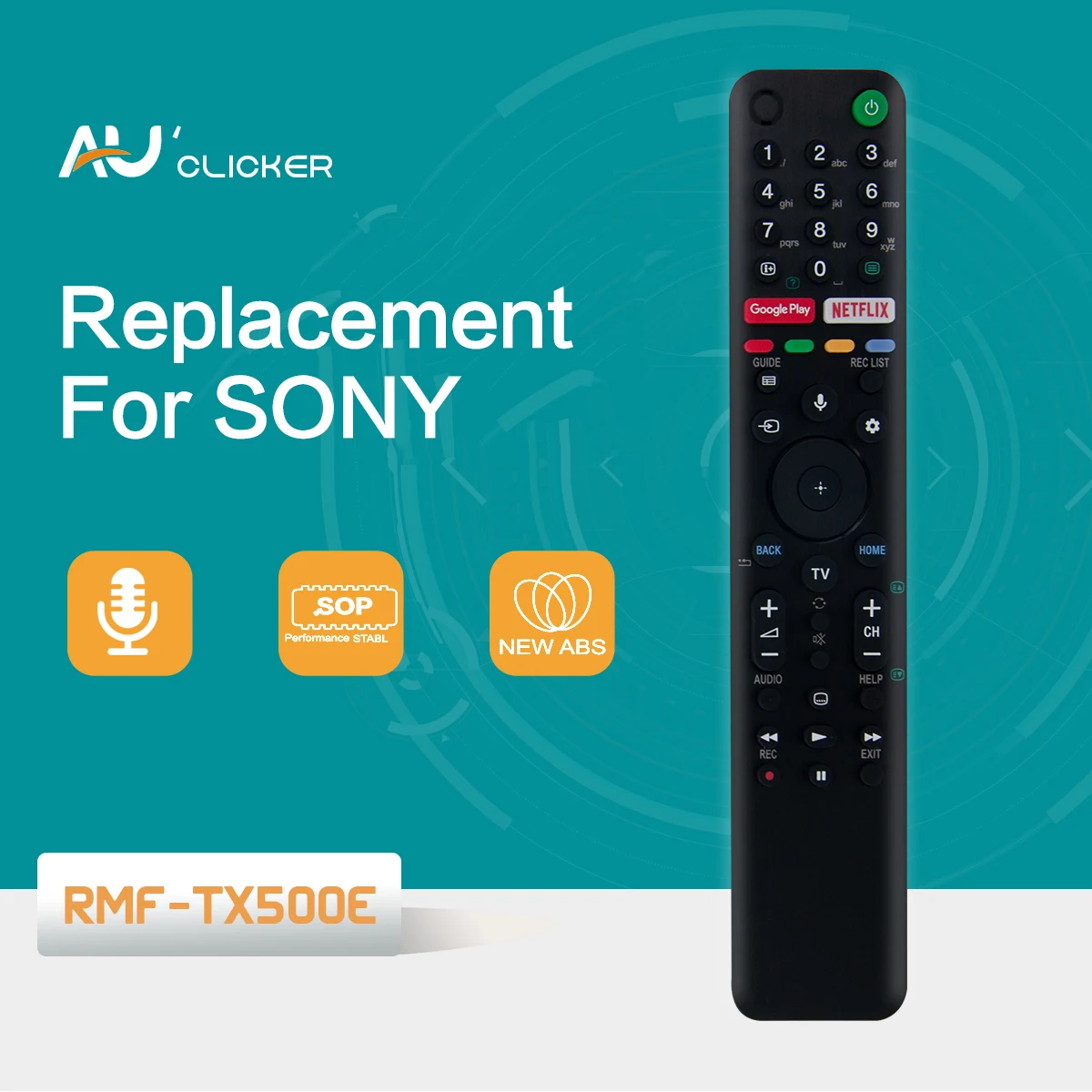 Smart Voice tv Controle Remoto para Sony Led tv com Google Play Netflix Botão Rmf-tx500e