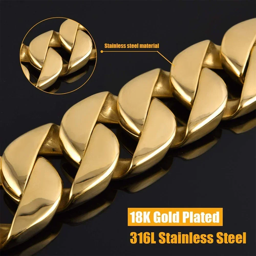 

Pet Lead Super Strong Stainless 32mm Steel Bulldog Dog Collar Customized Pitbull Gold Chain Large Leash