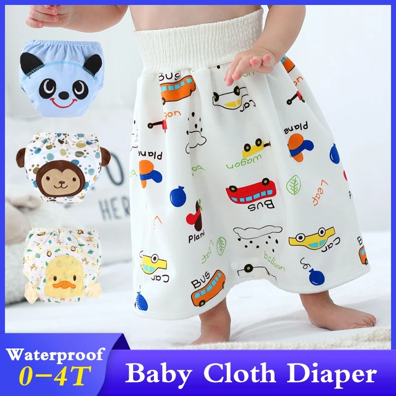 

Animal Cartoon Baby Cloth Diaper 0-4-8 Age Cotton Baby Diaper Training Skirts High Waist Waterproof Toddler Cotton Diaper Cover