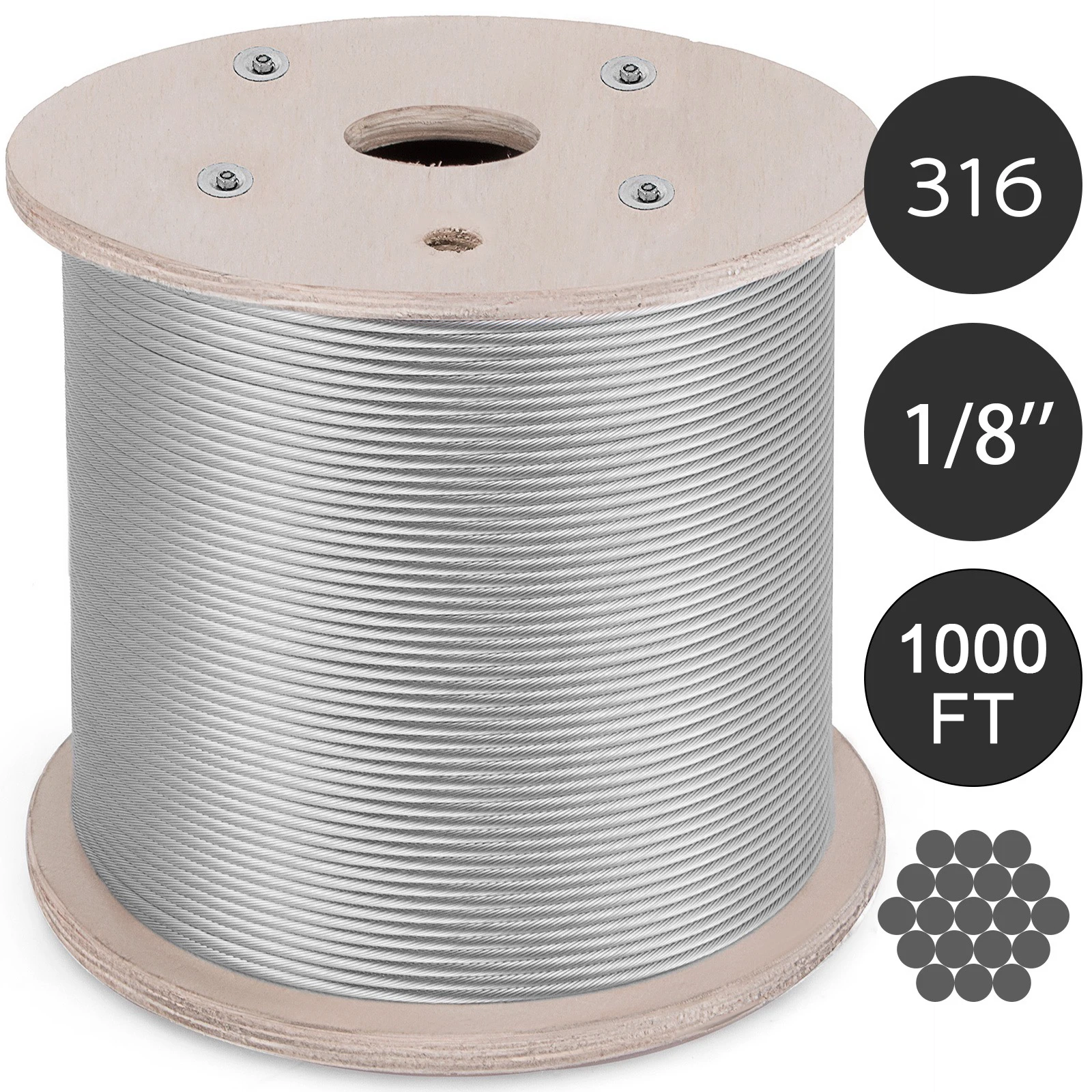 100M 150M 300M Wire Rope 316 Stainless Steel Strong Tension Soft Fishing Lifting Cable 1*19 Construction Clothesline 3.2MM stainless steel wire rope stainless steel cable rope