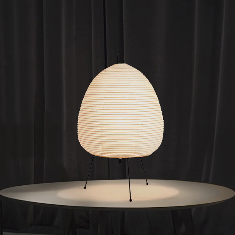 Japanese Design Paper Table Lamp on wooden desk
