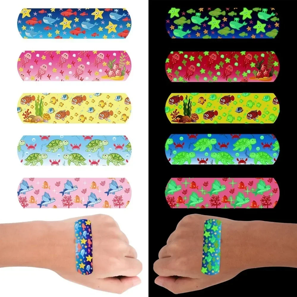50pcs/set Luminous Band Aid Night Glow Light Plasters Fluorescence Woundplast Dressing Patch Noctilucent Adhesive Bandages 6