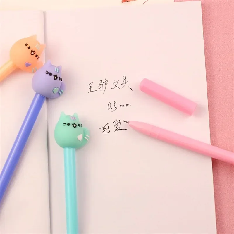 Pusheens 귀여운 젤 펜 학생 학교 사무용품 어린이 애니메이션 카와이 편지지 어린이 쓰기 그리기 미술 용품 ??선물