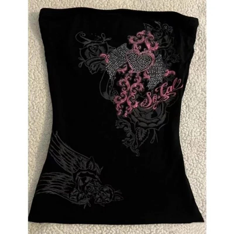 Women Coquette Fairycore Y2K Aesthetic Cami Top Print Halter Tank S-L