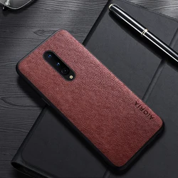 Luxury Leather Business Case - Simple Design Cover for Oneplus 6T (Coffee)