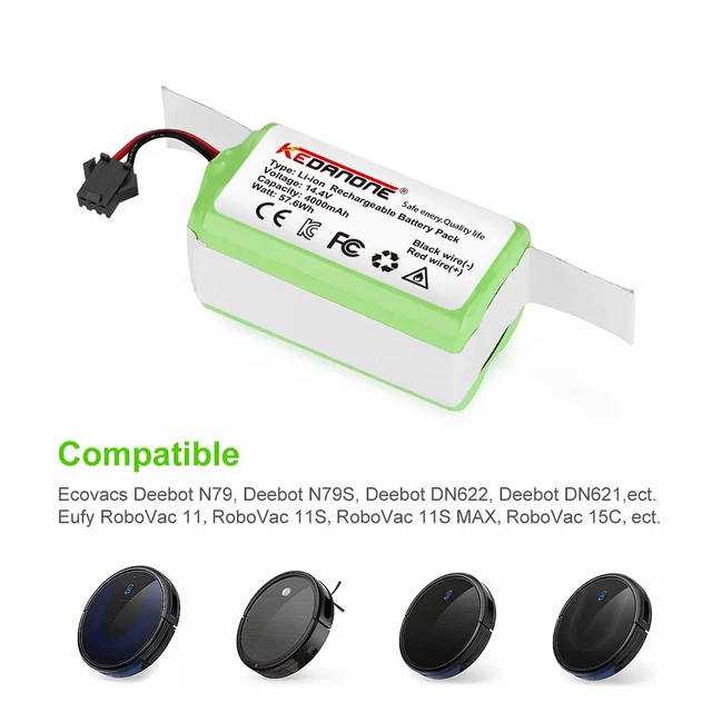 Ion Eddie Battery For Conga Excellence 14.4v 2600mah 950 990 1090 1790  Deebot N79s N79 Chr622 Wald Fy Robovac 11s 12 X500